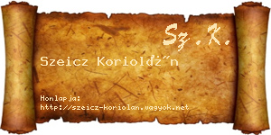 Szeicz Koriolán névjegykártya